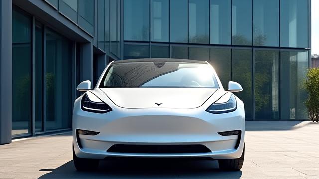 Tesla Model S devant un bâtiment moderne